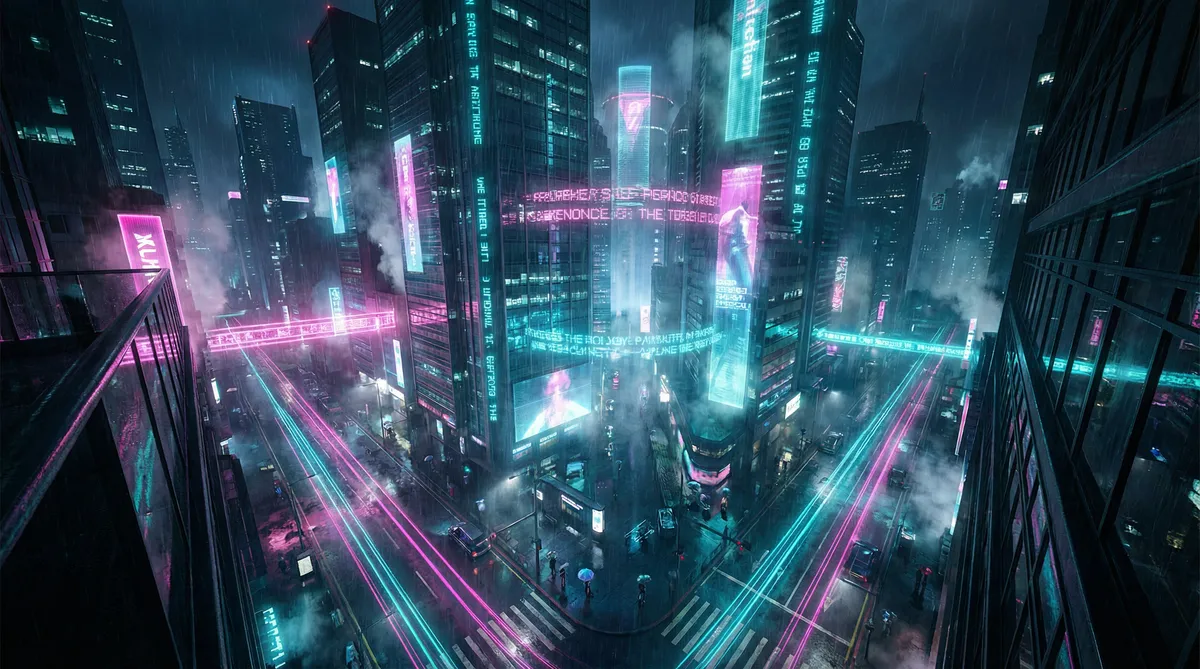 草草CCYY免费看片线路 竖屏短剧平台首页背景 - 赛博朋克都市夜景